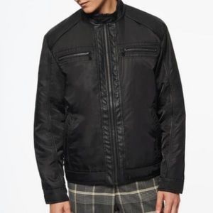 NWT ANDREW MARC Faux Leather Trim Motto Jacket